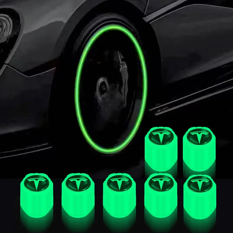 4pcs automobilové pneumatiky Cap Cap Luminous Valve Case Universal pre logo Tesla Model 3 Model S Model X Model y roadster Bonina Coil