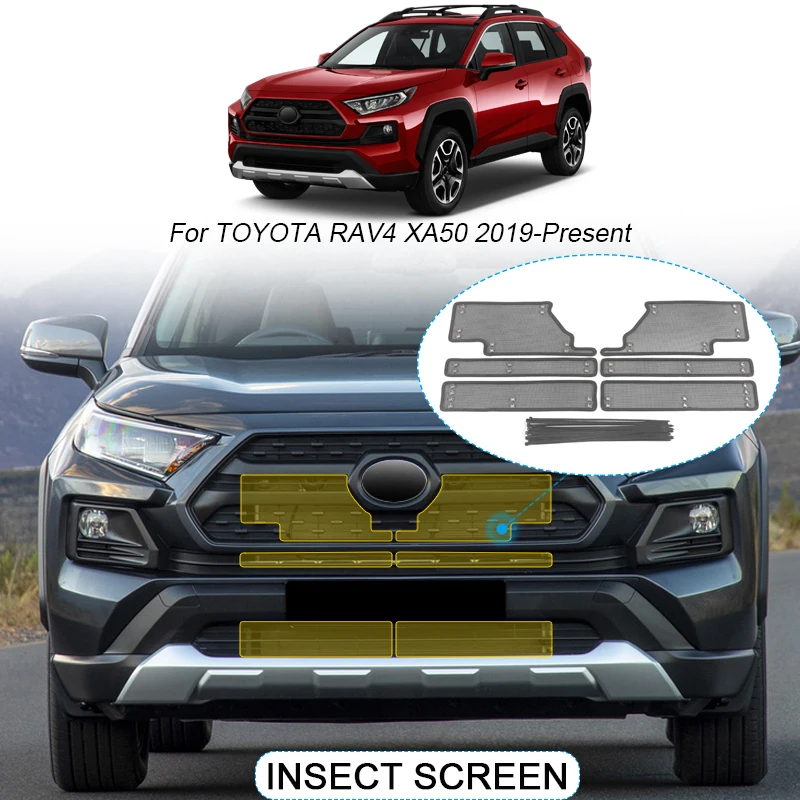 4pcs automobilový hmyz bez vzduchu ochrana krytu airin vložte sieťové závodné závodné grilovacie doplnky pre Toyota RAV4 XA50 2019-2025