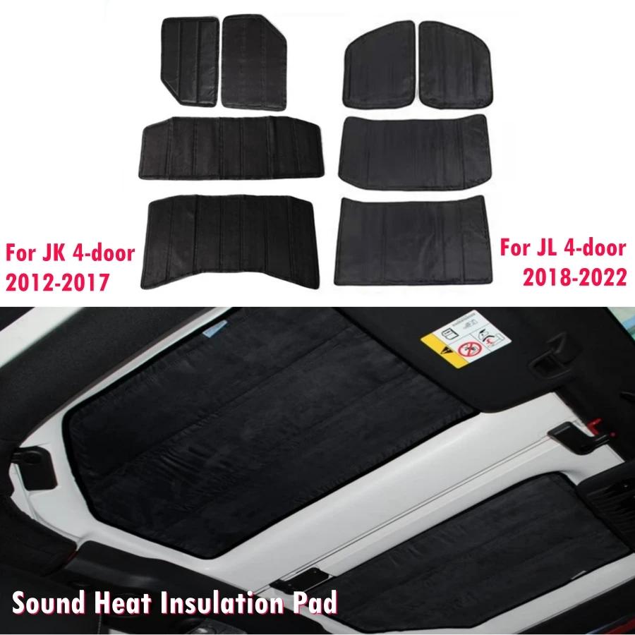 4PCS Bavlnená zvuková izolácia izolácie pre izoláciu pre Jeep Wrangler JK JL 2012-2022