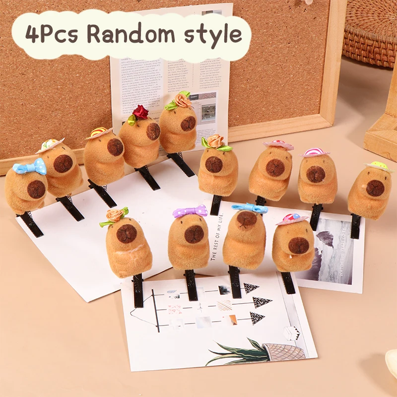 4PCS Capybara CapBybara Duckbill Clip Capbill Capbill Clip Child Hair Pin Bangs Bočná klipka hlava hlavy Barrette Kid Hair Accessories