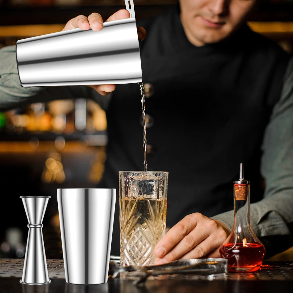 4PCS Cocktail Shaker Súprava 800 ml 600 ml z nehrdzavejúcej ocele Shaker Shaker Sada opakovane použiteľná mixológia Bartend