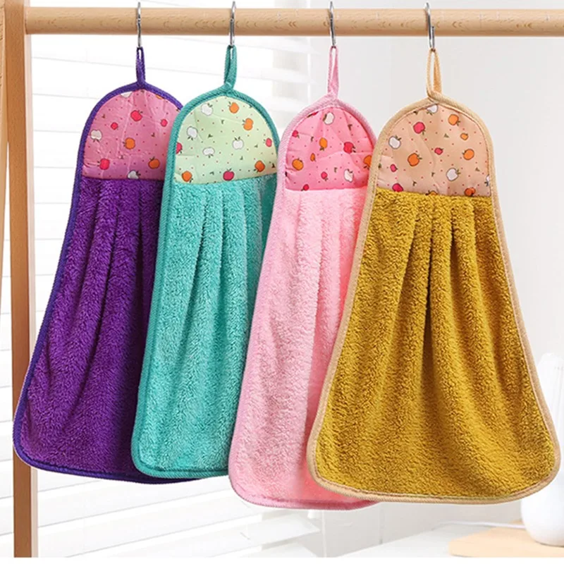 4pcs Coral Fleece Ručne uterák mäkký absorpčný zavesenie rýchleho suchého vreckovky Multifunkčné čistiace utierky Hands Domáce doplnky