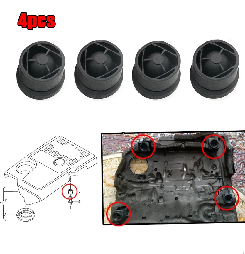 4pcs Cover Motor Grommet Gumber Buffer Bumper Bumper Montact Stop Stop Jounce Bush Protective pre Audi VW Polo Passat CC Touareg