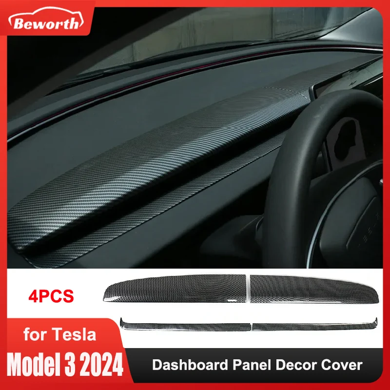 4PCS Dashboard Cover pre Tesla Model 3 Highland New 2024 Dash Board Wrap Abs Dashboard Panel Panel Tin