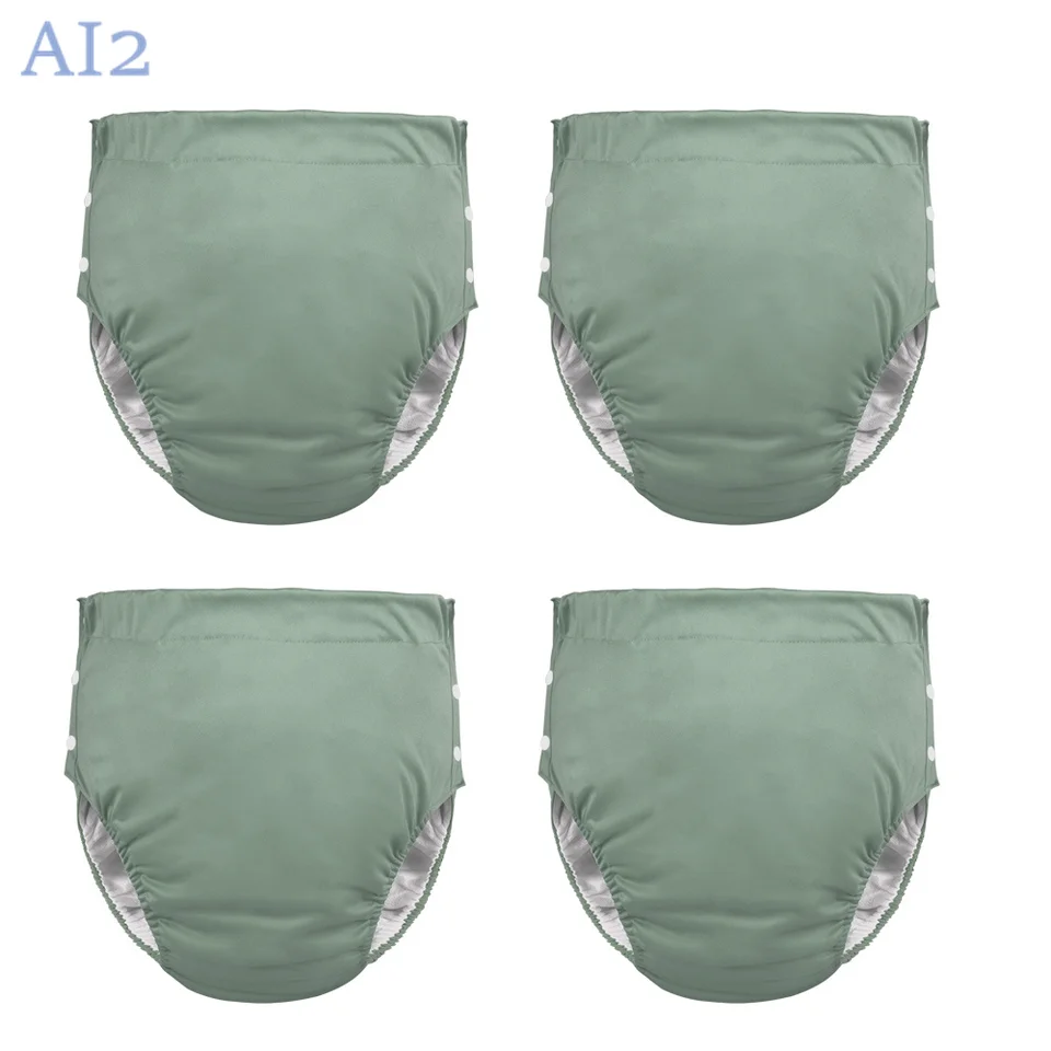 4pcs Dospelý plienky s vložkami pacientov s vložkou staršie umývateľné dvojité otváracie plienky Incontinence Slidné spodné prádlo Nové nohavice Nové