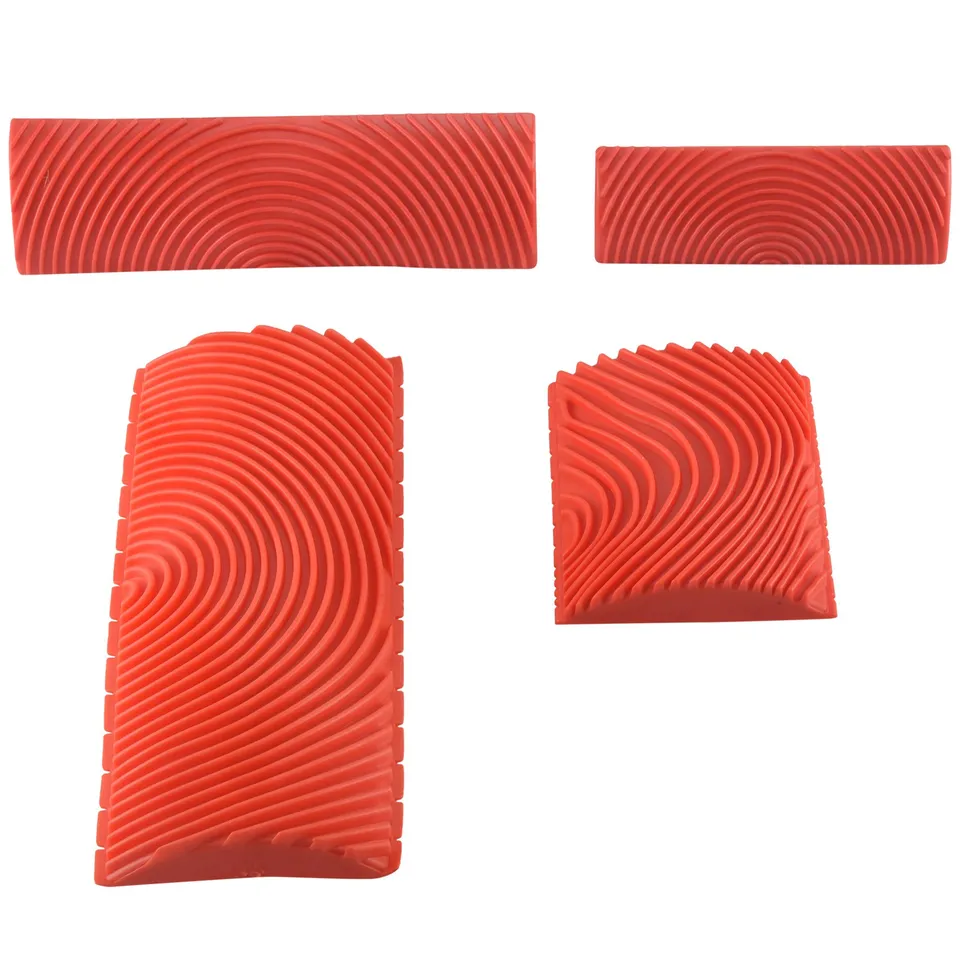4pcs Drevené zrnko Nástroj Sada gumových drevených obilných vzorov nástenná maľba Nástroj na maľovanie na stenu dekorácie DIY