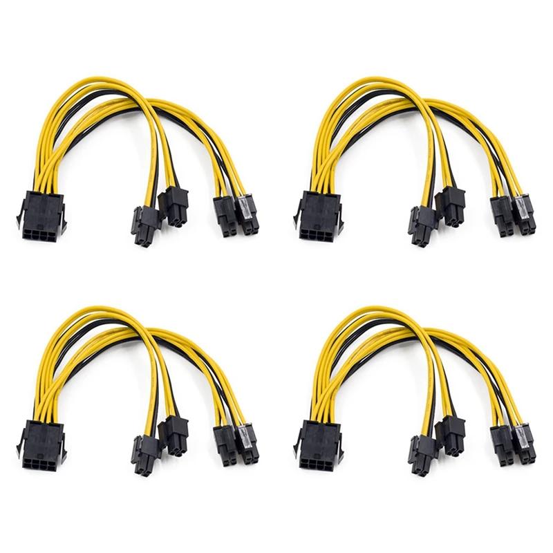 4pcs EPS CPU 12V 8pin Žena až duálne 8pin (4+4) PIN EPS 12V Mužský základný napájací kábel Y Splitter Adapter Sleeve Adapter