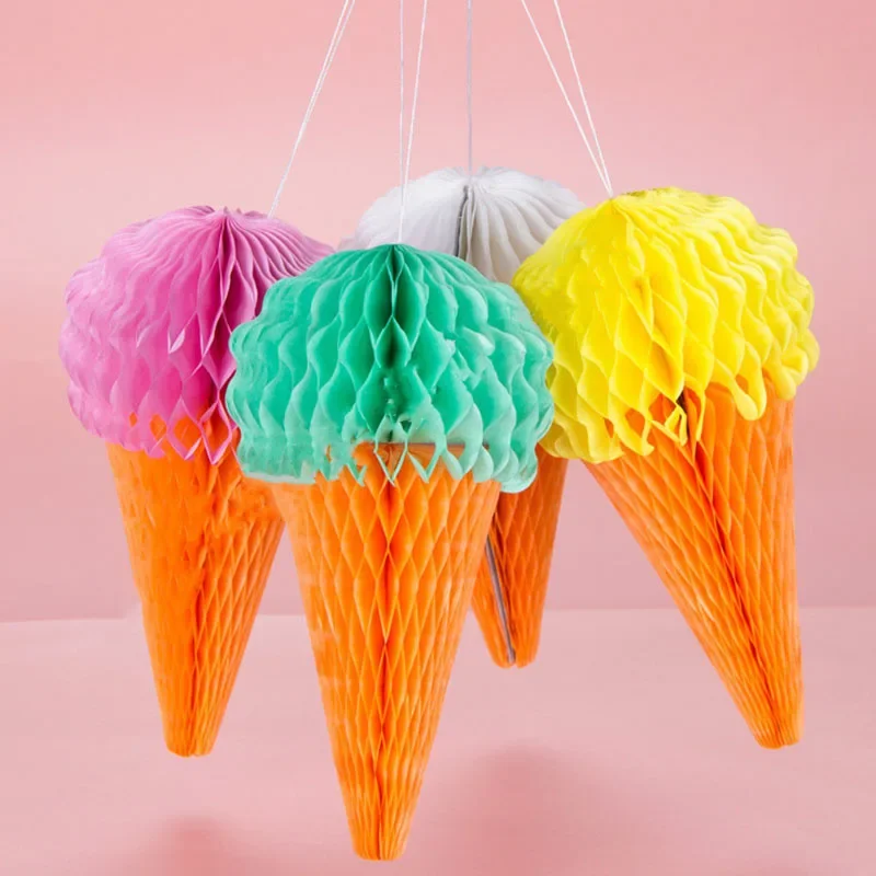 4PCS farebná zmrzlina Tematická kniha Patríš Plán banner girlanda ozdoba pre deti narodeniny bábätká Svadobná večera Dekorácia