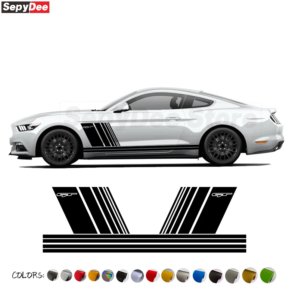 4PCS GT Edition Side sukňa sukne pre dvere pre Ford Mustang Automatické pruhy karosérie súpravy dekorácie vinylové nálepky
