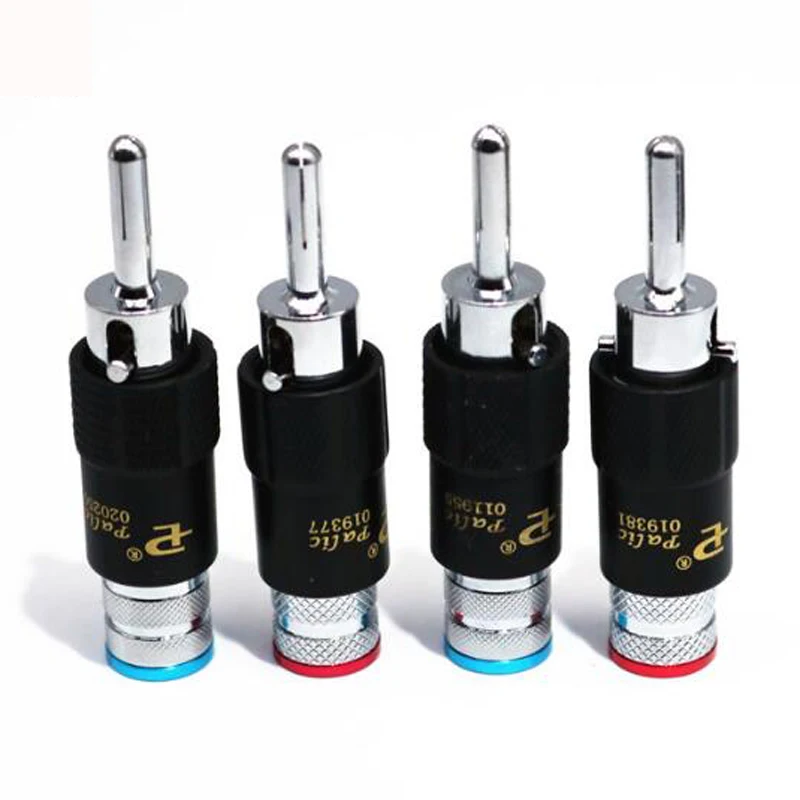 4pcs hi-end rhodium pokovované zvukové video reproduktor Jack 8mm samostatný mužský banánový plug reproduktor Interconnector Cale Connector