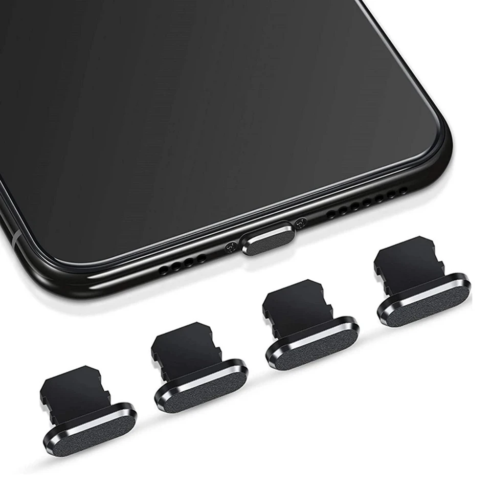 4pcs hliníková zliatina anti -prachová zástrčka pre iPhone 14 13 12 Pro Max 11 Mini XS 8 Plus iPad Airpods Apple Series Lightning Port Cover