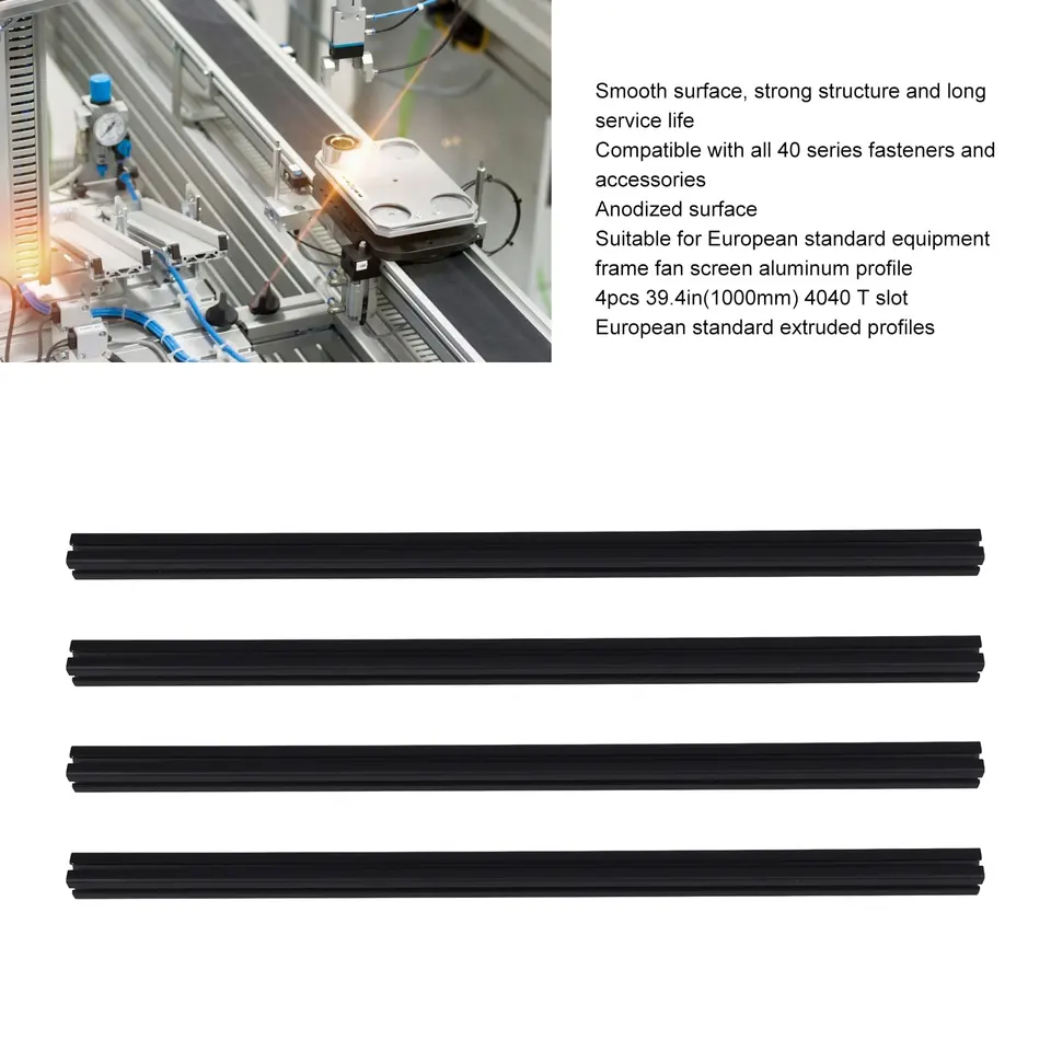 4pcs Hliníkový extrúzny profil 4040 t slot Európsky štandardný eloxizovaný lineárna koľajnica 3D tlačiareň Časť CNC DIY 39,4 palca 1000 mm
