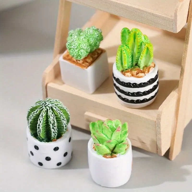 4pcs kaktus čreptená vnútorná stolná plocha sukulentná rastlina Malé črepné kaktusové mikro krajiny Ekologická fľaša DIY Dekorácia