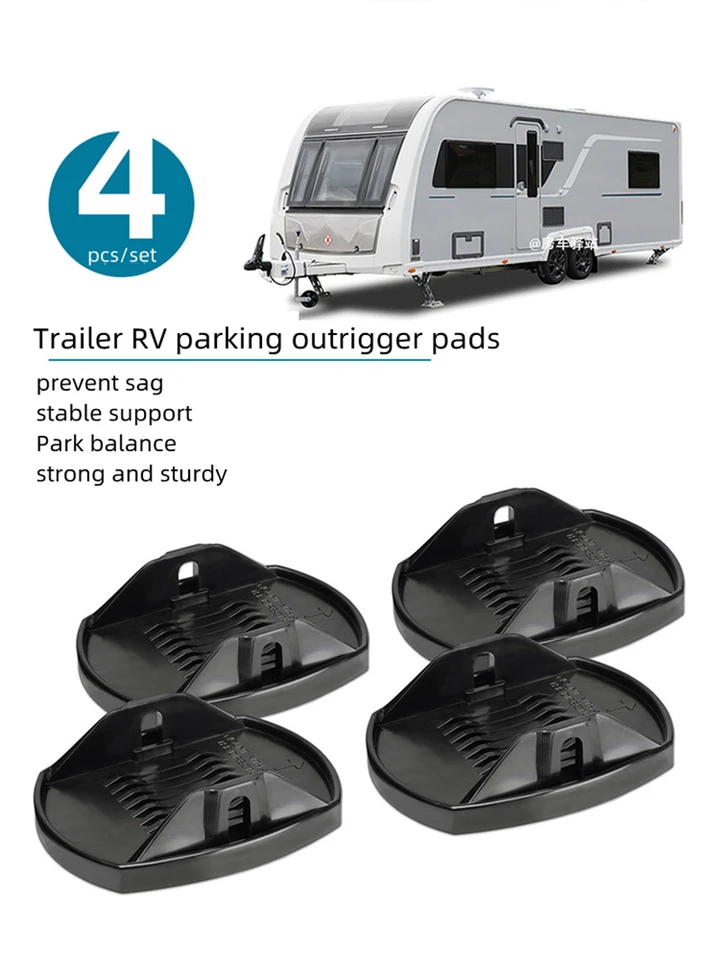 4pcs karavan jack podložky rohy stabilizátorov nôh stabilizátorov Camper Trailer Big Foot UV stabilizovaný jack vankúšiky pre príves RV čierny