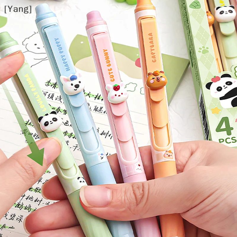 4PCS Kawaii Cartoon Erasable Gel Peny roztomilé módne lisovacie neutrálne perá Písanie hladké perá Študentské kancelárske potreby Kancelária