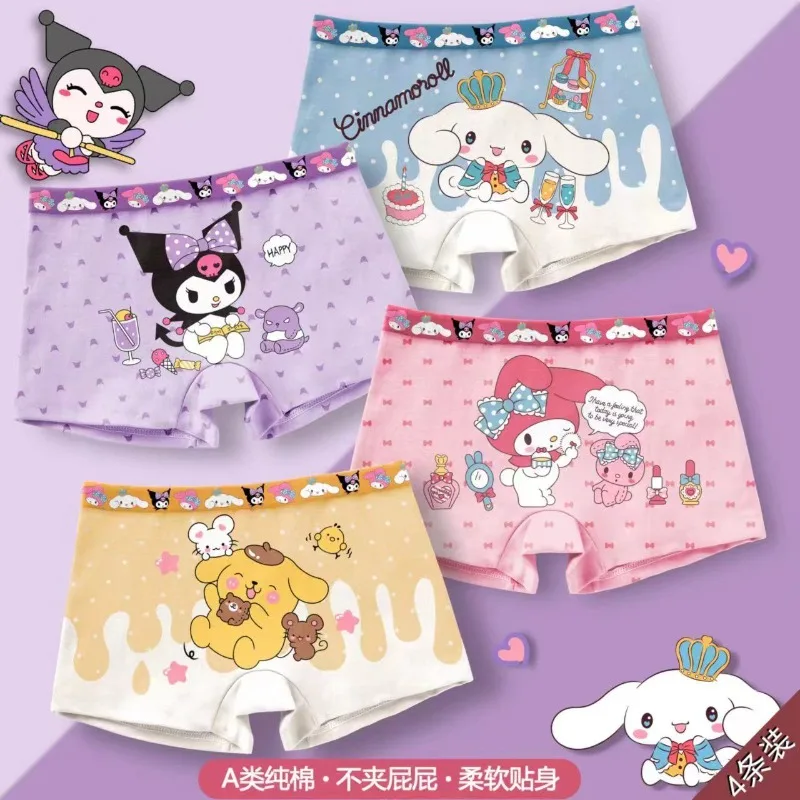 4pcs kawaii sanrio kuromi moja melódia anime bavlnené briefs boxer roztomilý cinnamoroll deti spodná bielizeň