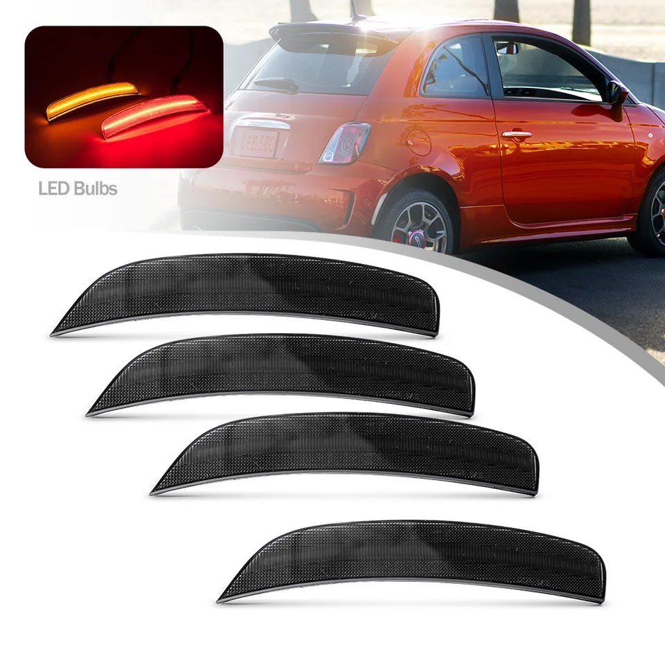 4pcs LED predné jantárové otáčanie Sininal indikátor červenej bočnej markerovej lampy pre Fiat 500 500E Sports 11 12 13 14 15 16 17 18 19