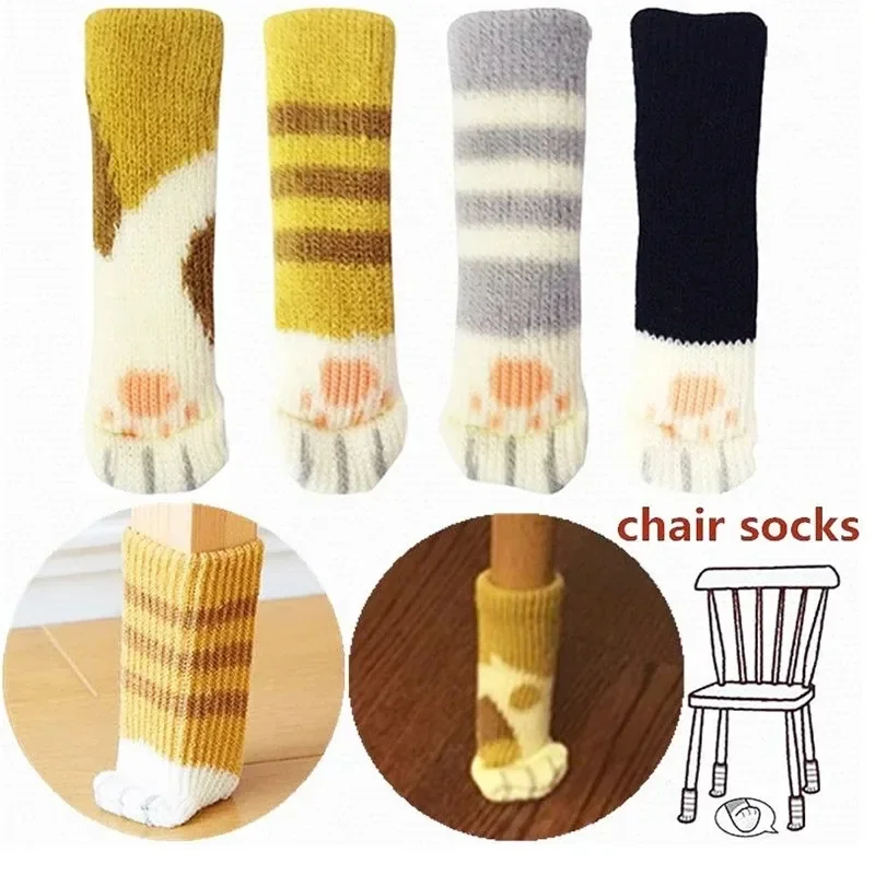 4pcs mačka labky stolové nohy ponožky stoličky na nohy pokrývajúce podlahové chrániče, ktoré nie sú skĺznuté pletacie ponožky pre nábytok kreslený dom