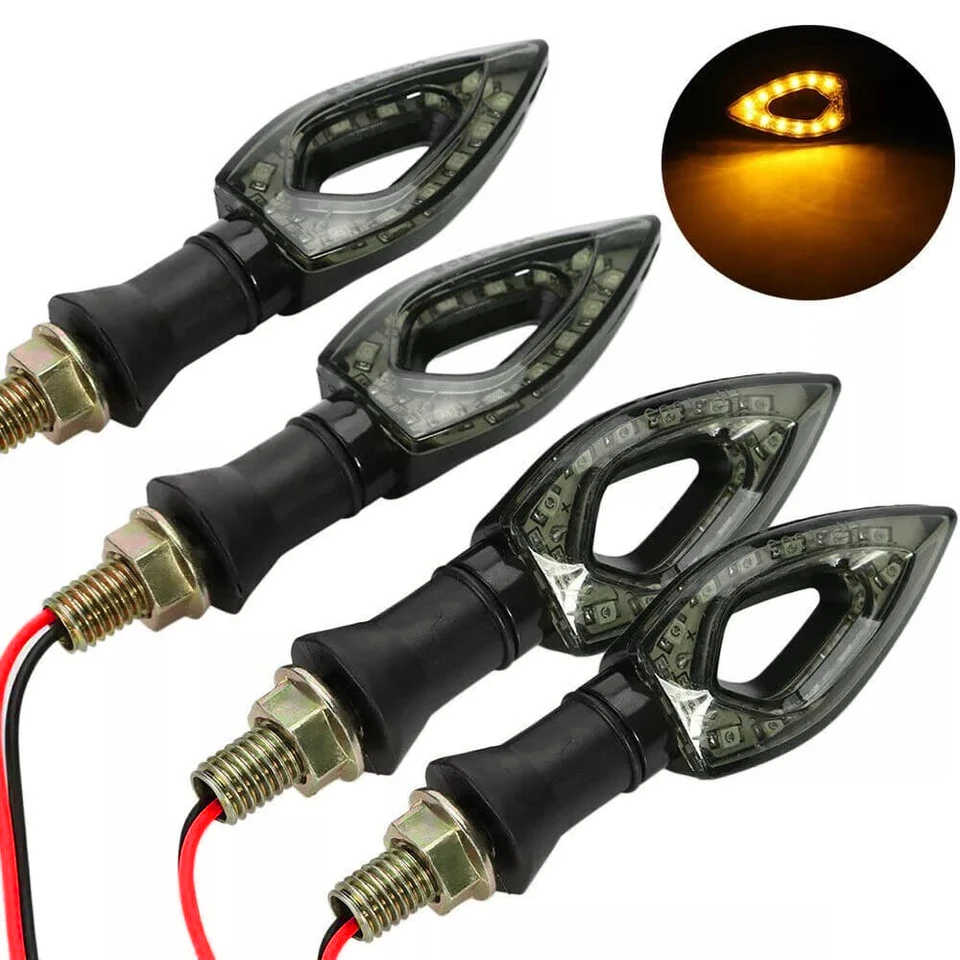 4pcs Motocyklový tvar srdca Univerzálne 12 LED Turn Signals Signals Signal Lights Indikátor blinkerov blikačky jantárovej farby