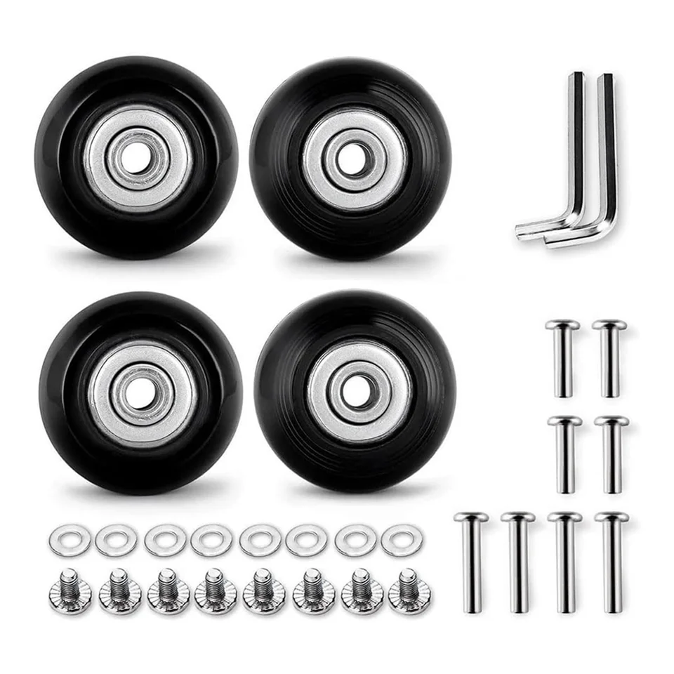 4pcs Nastavte kolesá na výmenu batožiny 50 mm s 6 mm (0,24 palcovými) ložiskovými súpravami ABEC 608ZZ pre kufor a inline korčule