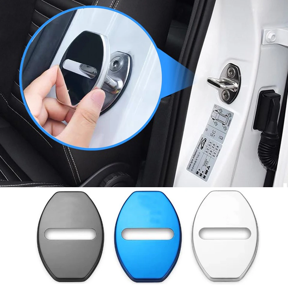 4PCS Nerezová oceľový zámok automobilu Cover Cover Interiérové ​​príslušenstvo pre Audi A3 A4 A5 A6 A7 A8 Q3 Q4 Q5 Q6 Q7 B8 B6 C6 8P B7