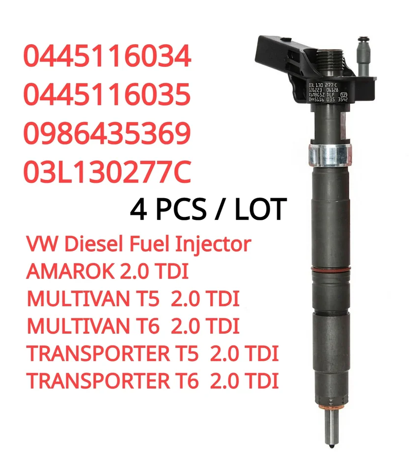 4pcs nová dýza injektora paliva 0445116035 0445116034 03L130277C pre VW T5 T6 Amarok Multivan Transporter 2.0 TDI BO-SCH