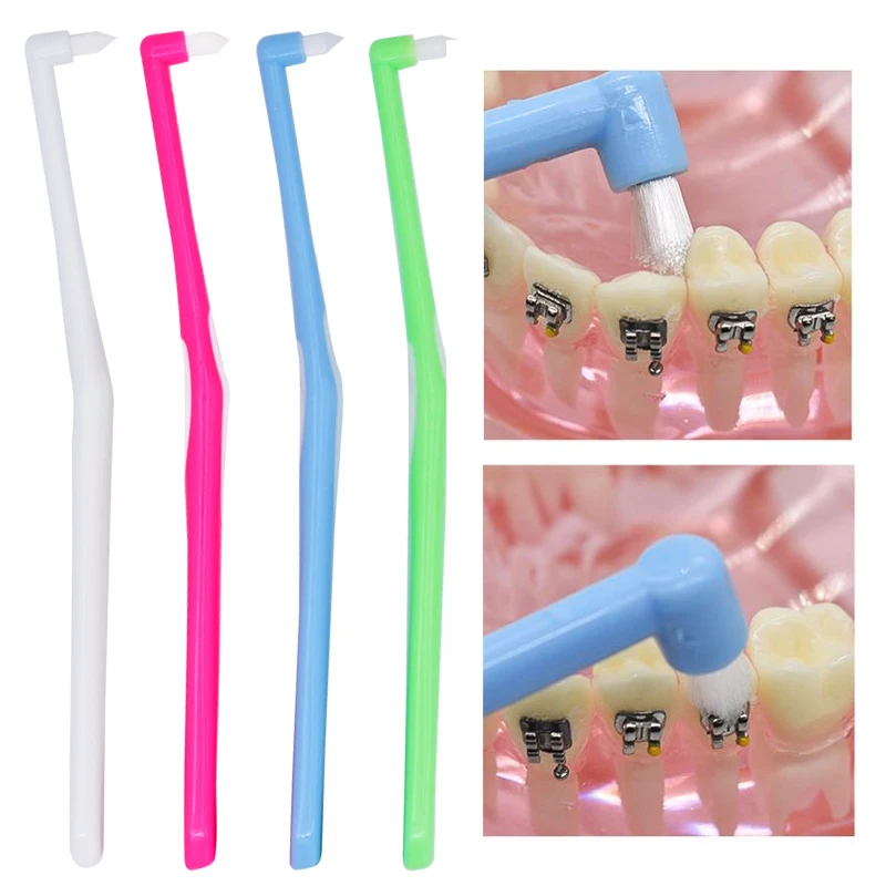 4pcs Ortodontická zubná kefka s jedným lúčom Mäkká múdrosť Interné kefy Čisté zuby medzery Flóda Orálna starostlivosť zuby