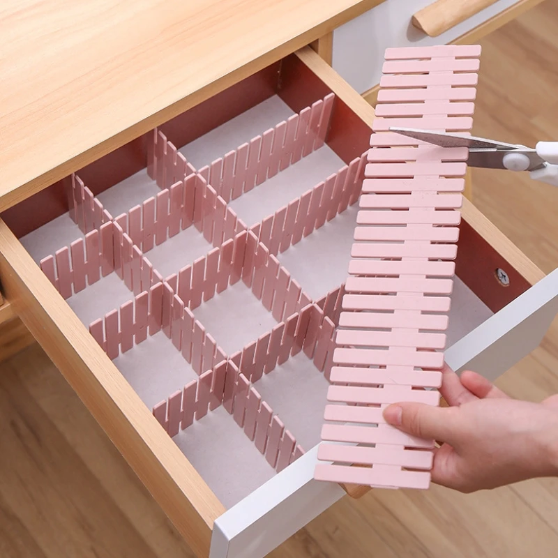 4PCS Pink Delider nastaviteľný komisiu pre domácnosť Kombinácia skrinky spodná bielizeň ponožky Sundries Cajones Escritorio Zásuvka Organizátor