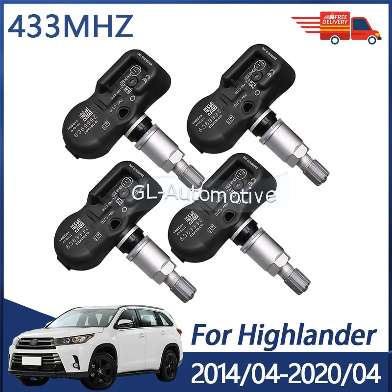4pcs PMV-C210 pre Toyota Highlander 2014-2020 Senzor tlaku senzorov TPMS 42607-02031 42607-02030 433MHz