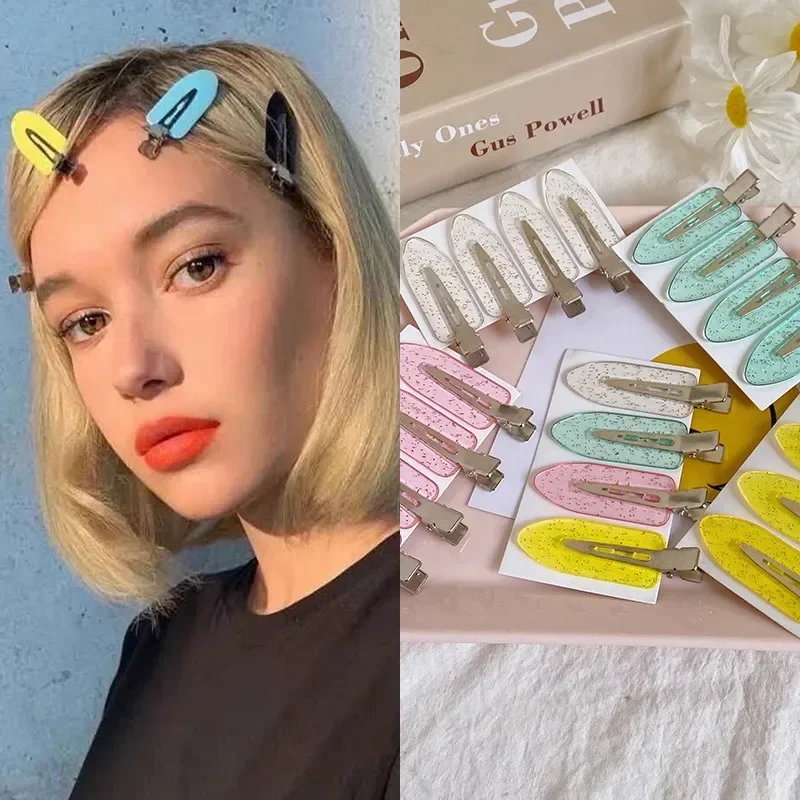 4PCS Profesionálny štýl make -up nástrojov Bangs Glitter Hair Clip pre ženy Girl Barrettes salón bezšvové vlasové špendlíky Vlasové doplnky