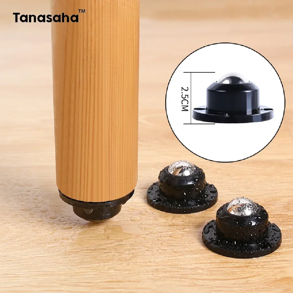 4pcs Self Adhesive Caster 360 ° Rotácia guľôčky z nehrdzavejúcej ocele stoličky stoličky Mini otočné pohybujúce sa kolesá nábytok