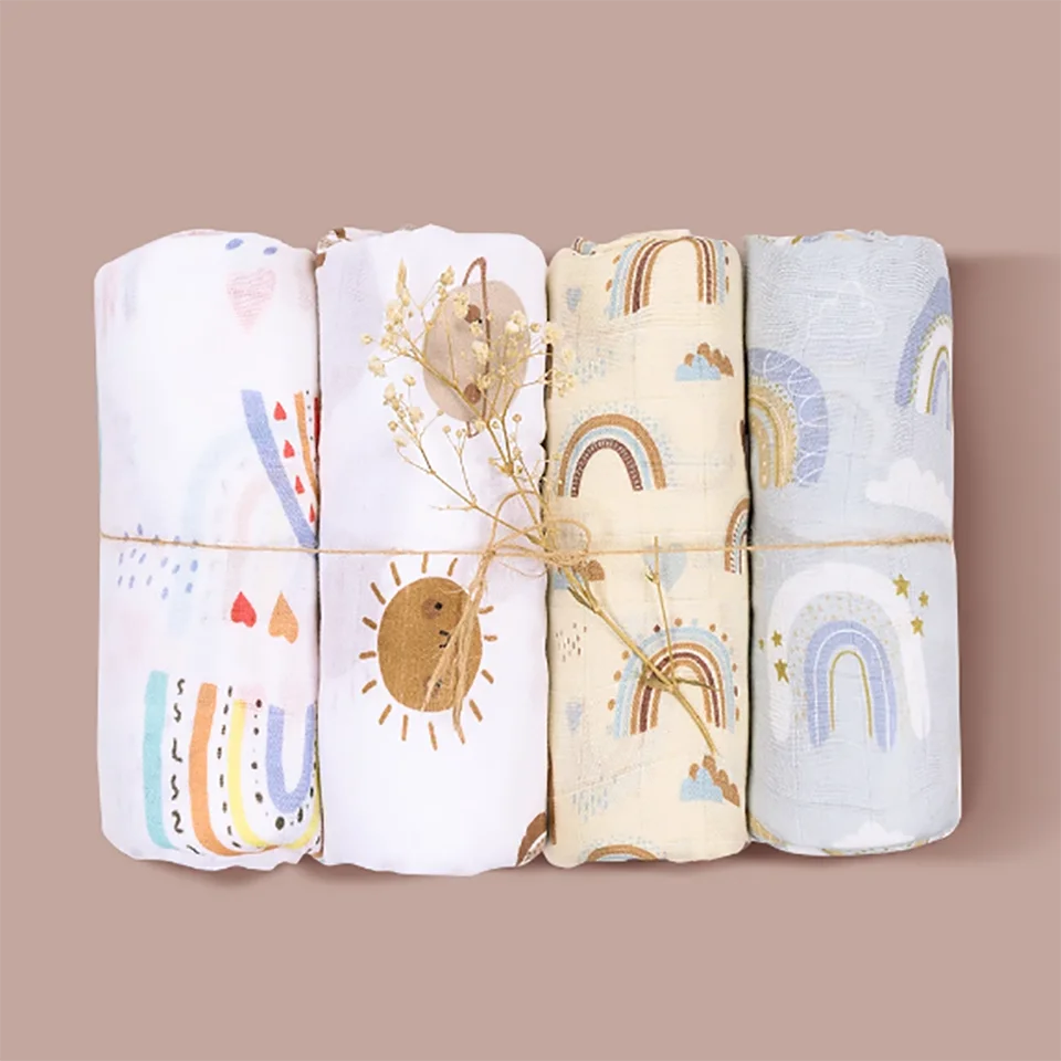4pcs/set baby mušelín Swaddle prikrývka mäkký kúpeľňový uterák pre novorodencov