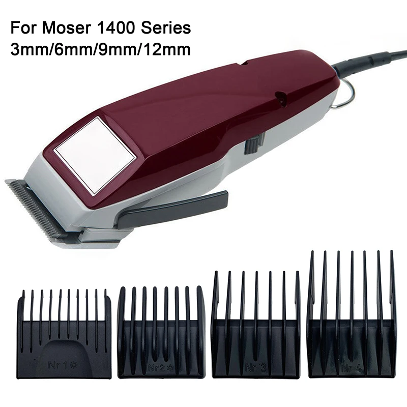 4pcs/set Barber Professional Universal Clipper Limit Compper Limit Comper Cutting Guide Comps for Moser 1400 Veľkosť 3/6/9/11/12 mm