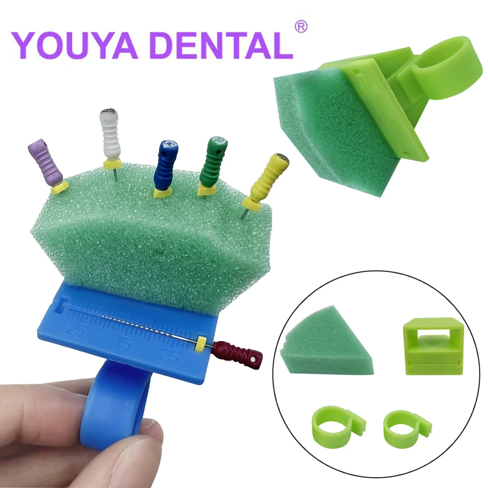 4pcs/set Dental Measuing Tools Dentistry Endodontic Root Canal Držiak prsteňa prsteň prsteň Endo pravítko Perorálne čistenie špongie