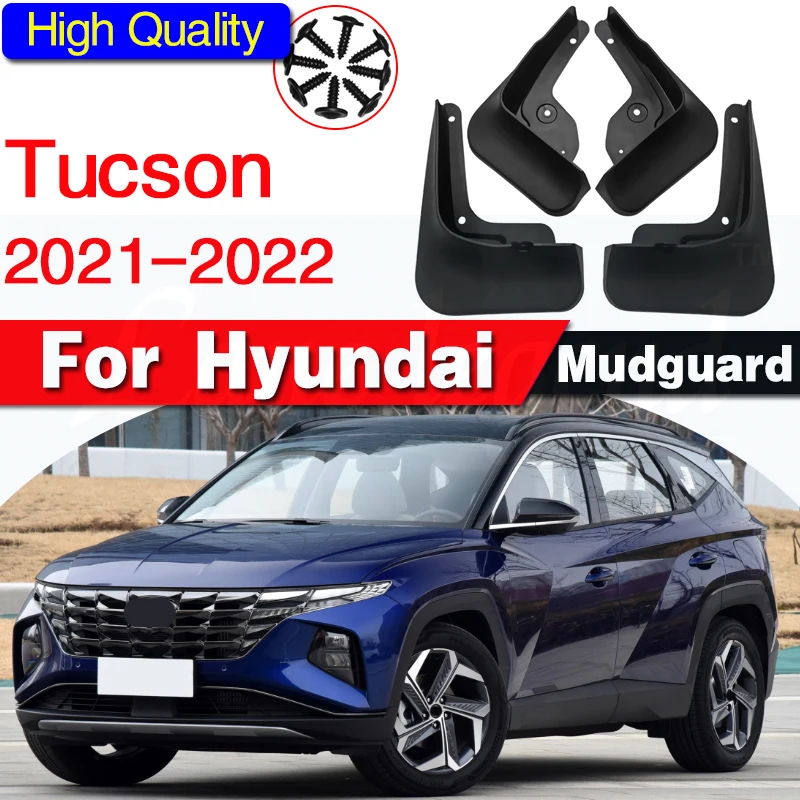 4pcs Set formované klapky bahna pre Hyundai Tucson NX4 2021 2022 Mudflapky automobilu Splash Guards Fender Fender Fender predný zadný štýl