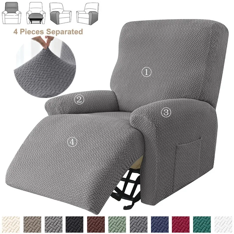4pcs/set Jacquard Recliner Sofa Cover Ralax Lazy Boy Stoličky kryty Stretch spandex gauč