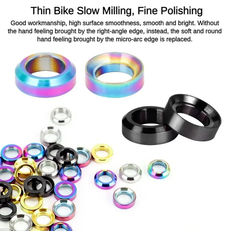 4pcs/set odolný titánový mtb m6 podložka Multicolor PVD Poter PVD Disc Brzdenie SPACER SLOBIT CONVEX CONVEX WASHER