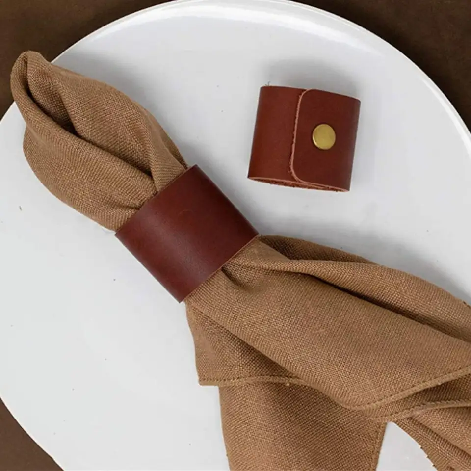 4pcs/set srbky srstový odolný voči rustikálnemu vinobrannému obavám Klasický okrúhly okrúhly faux kožený stôl dekor na baskle pracka na dovolenku