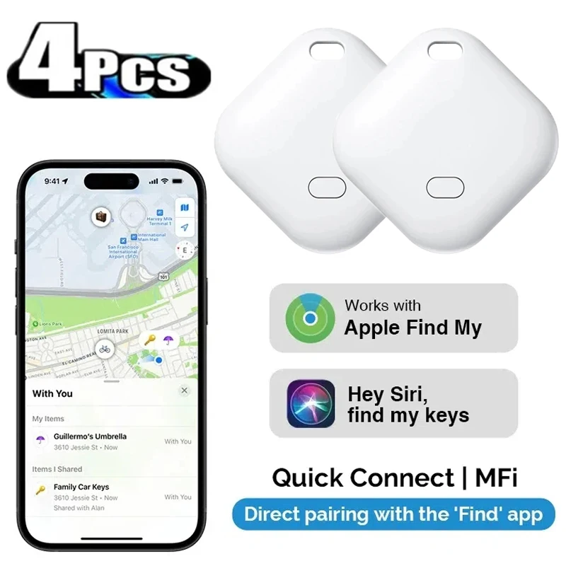 4pcs Smart Bluetooth GPS Tracker Práca s Apple Find My App Itag Anti Stratená pripomienka zariadenia MFI Locator Car Key Pet Kids Finder