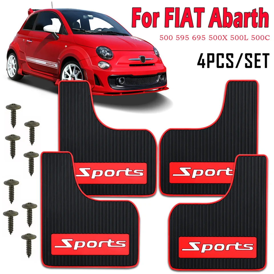 4PCS Sports Rally Soft Math Flaps pre Fiat Abarth 500 595 695 500X 500L 500C Mudguard bahen PVC 4 mm strážny kryt striekajúcej klapky