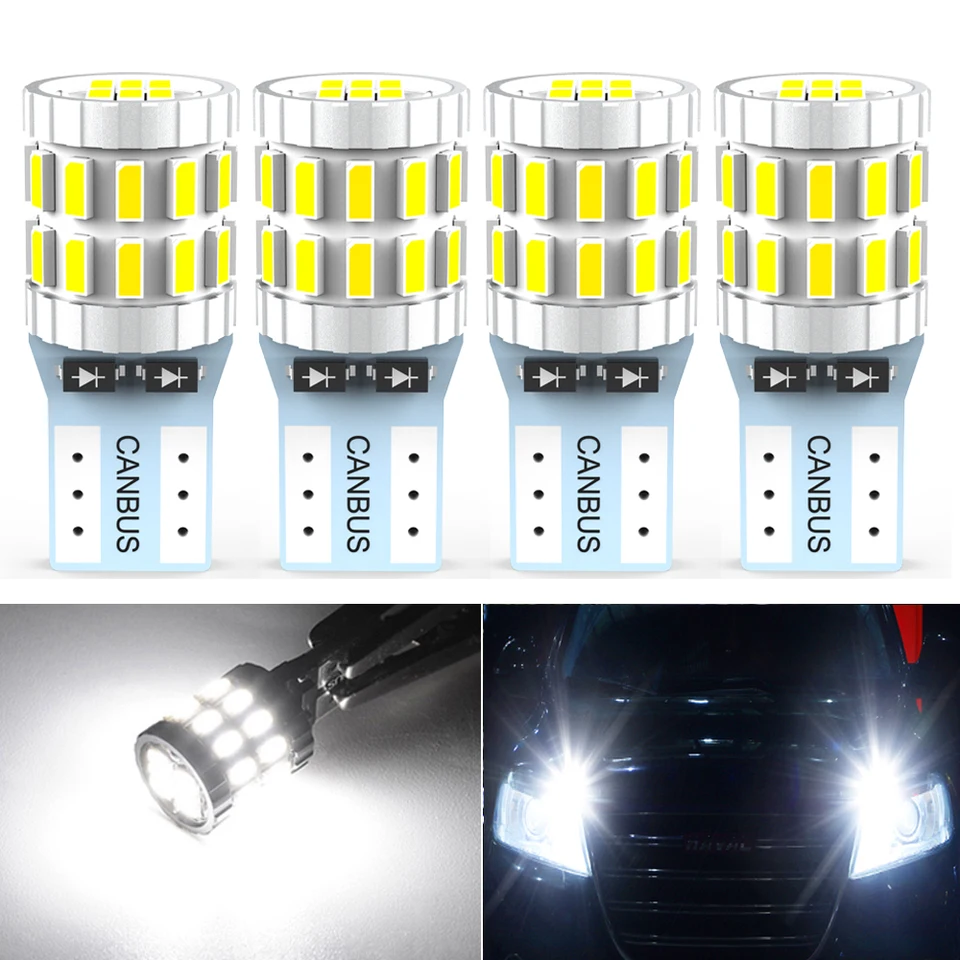 4pcs T10 W5W LED CANBUS 168 194 Základná zásuvka vnútorné svetlo svetlo žiarovky Bočné markerové lampa High Power 3014 SMD Chyba zadarmo 12V