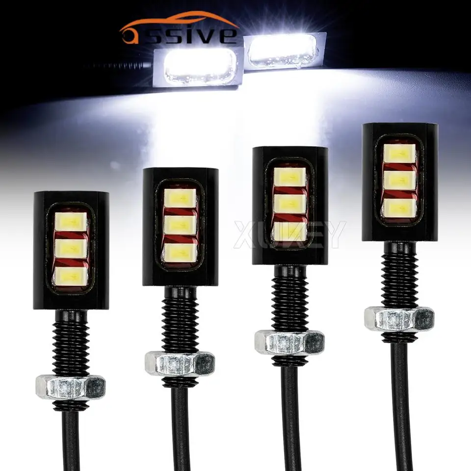 4pcs Universal 12V Motocykel automobil 3 SMD Čierny hliník držiak držiaka LED LED LIGHTION Číslo Doska Svetlo Nastaviteľná skrutka skrutky