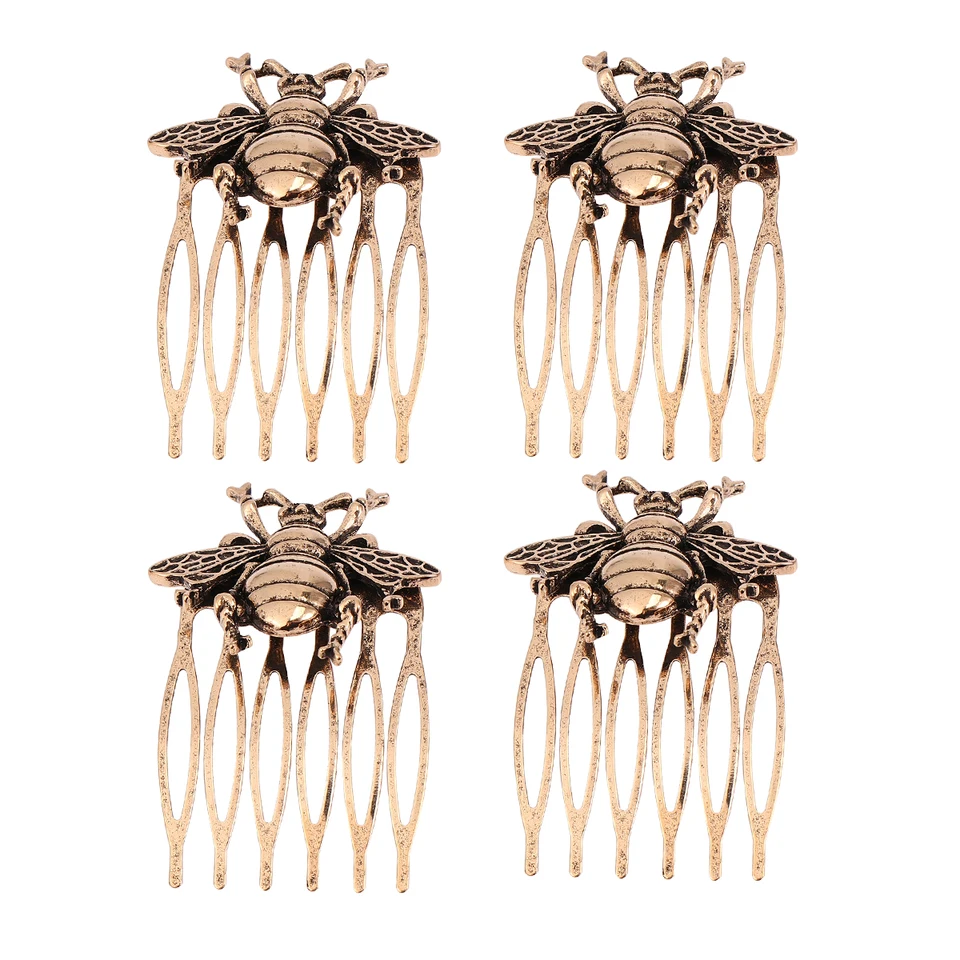 4pcs vinobranie módna zliatina retro včelové hrebeň starý štýl Čechová nevesta nevesta Hair hrebeň hlavy Vlasov Šperky doplnky