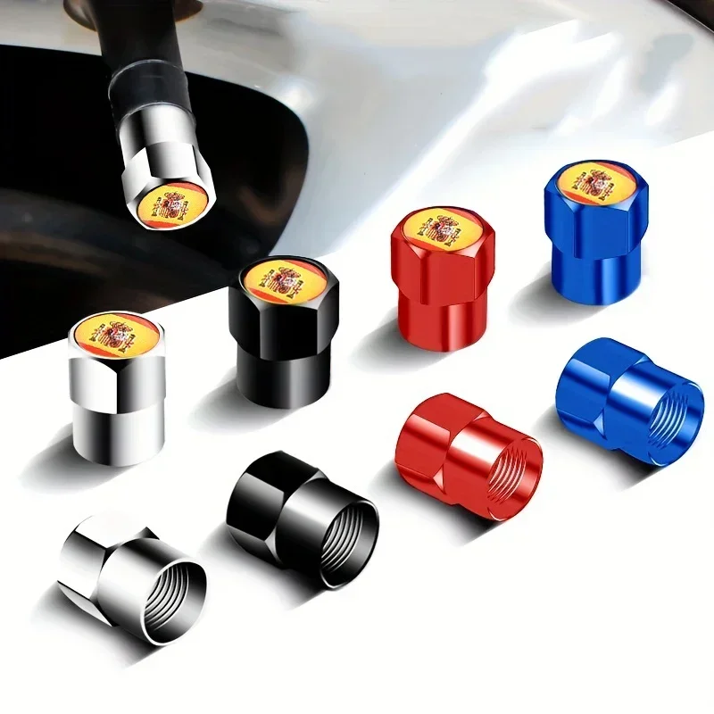 4pcs Španielska vlajková vlajka automobilu pneumatiky pneumatík pneumatiky pneumatí