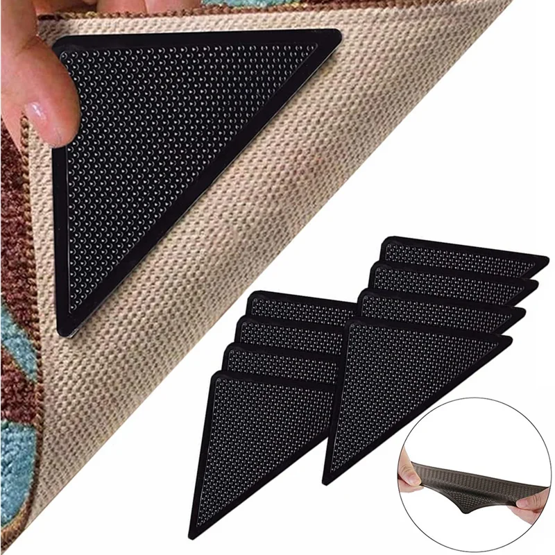 4pcs8ks/set trojuholníka umývateľné opakovane použiteľný koberec Gripper Anti-Skid Rat Mon Non smyk patch páska pre dlaždice podlahy koberce rohy podložky