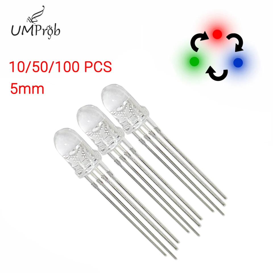 4pin 5 mm Common Cathode RGB LED LED červená zelená modrá LED okrúhle trikolo LED dióda emitujúca dióda