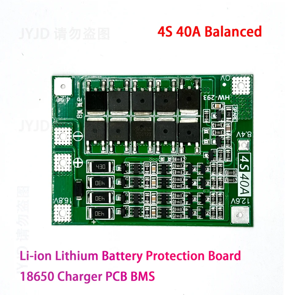 4S 40A 18650 Li-Ion Litium Litium Battery Board Lipo Cell Modul PCB BMS 14,8 V 16,8 V s vyvážením pre vŕtací motor