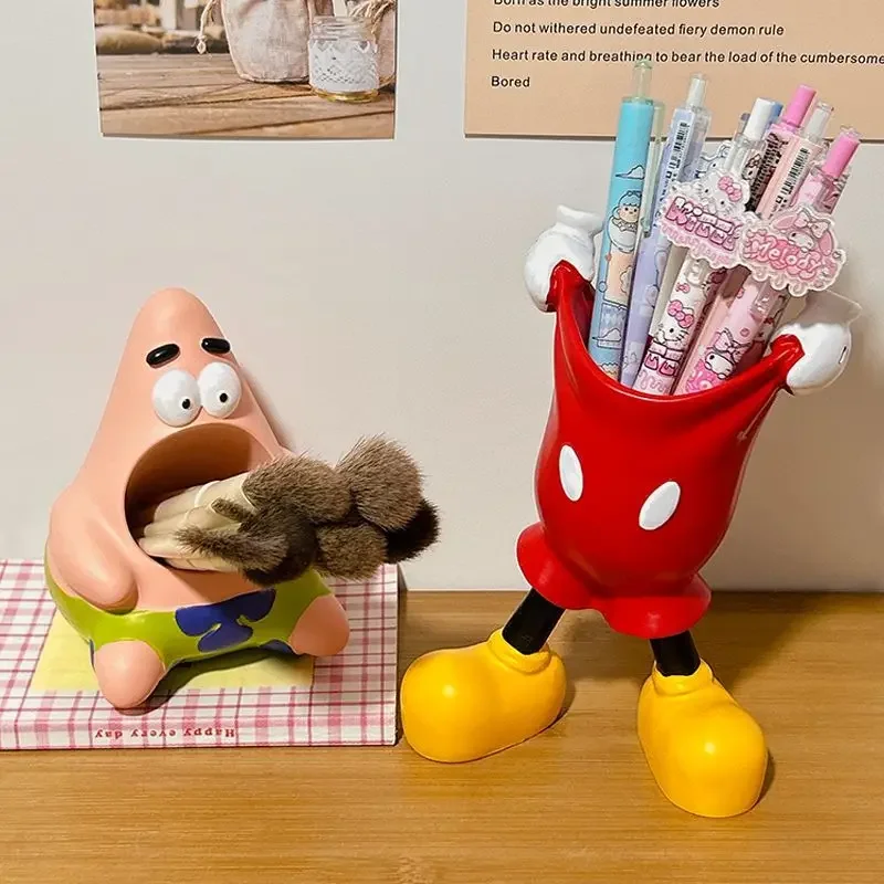 4style Disney Mickey Pen Container Držiteľ telefónu Karikatúra make -up kefka ceruzka Stagetyary Desktop Dekorácie Darček Študent