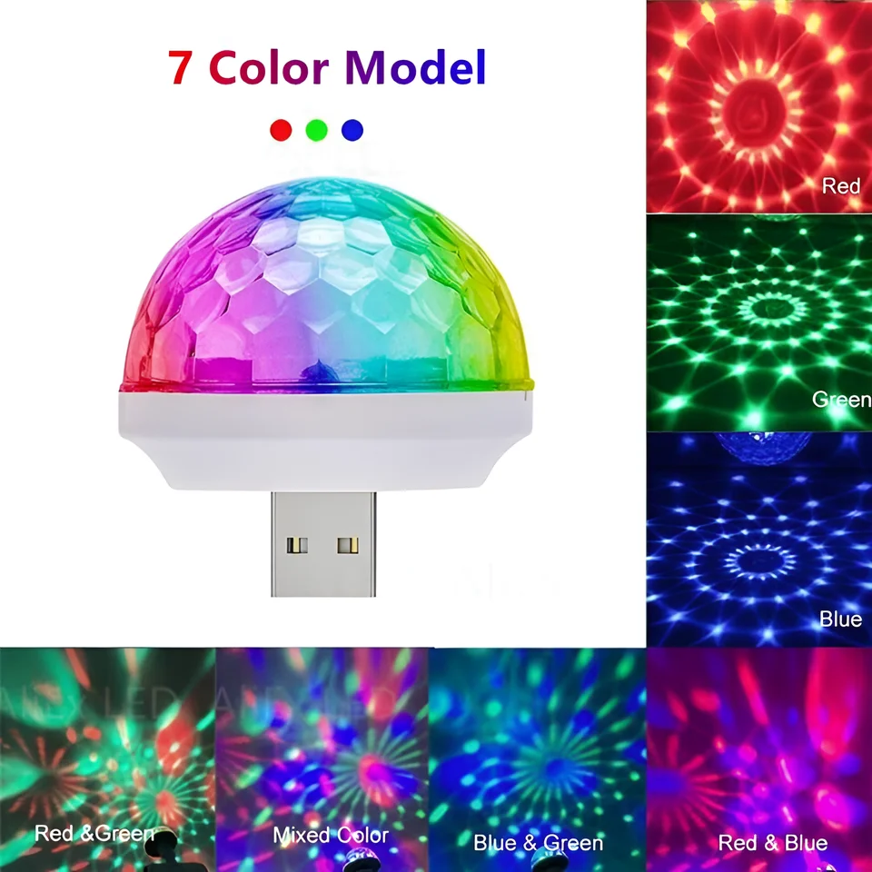 4W USB LED auto Atmosféra svetlo RGB Hudba zvukový ovládanie DJ Disco Ball Lamp Domov Domov USB pre Apple Android Phone Disco Light