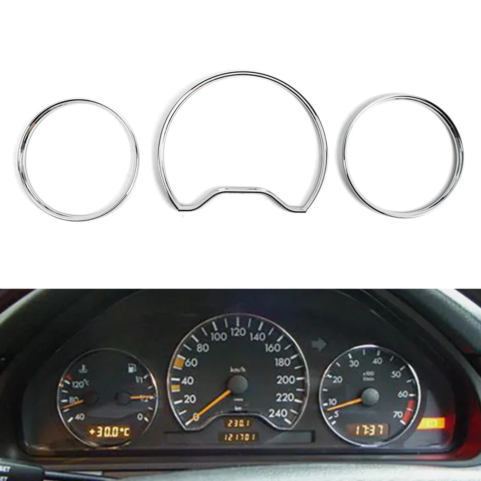 4x ABS Chrome CAR CAR SPEACHOMETROME Zierok Ring Rings Ring REMIL TRIM pre Mercedes Benz CE CLK trieda W210 S210 W202 C208 A208